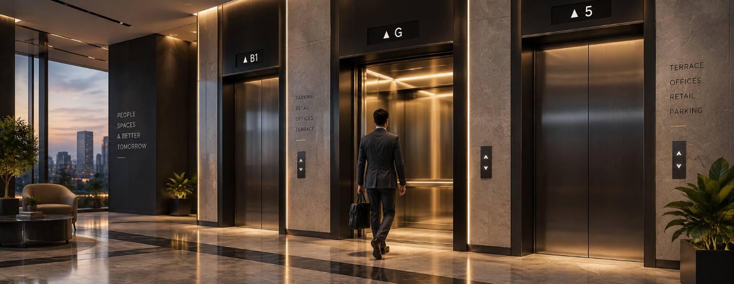 Lift lobby with floor indicators