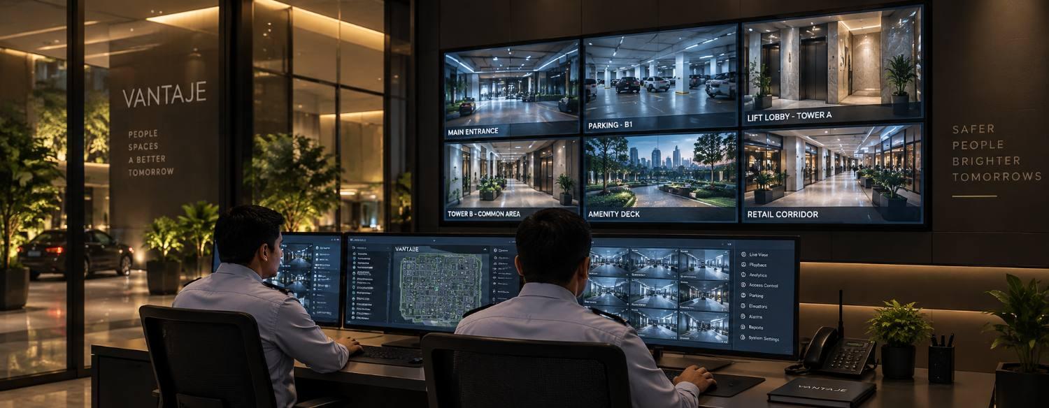 Security control room monitoring feeds